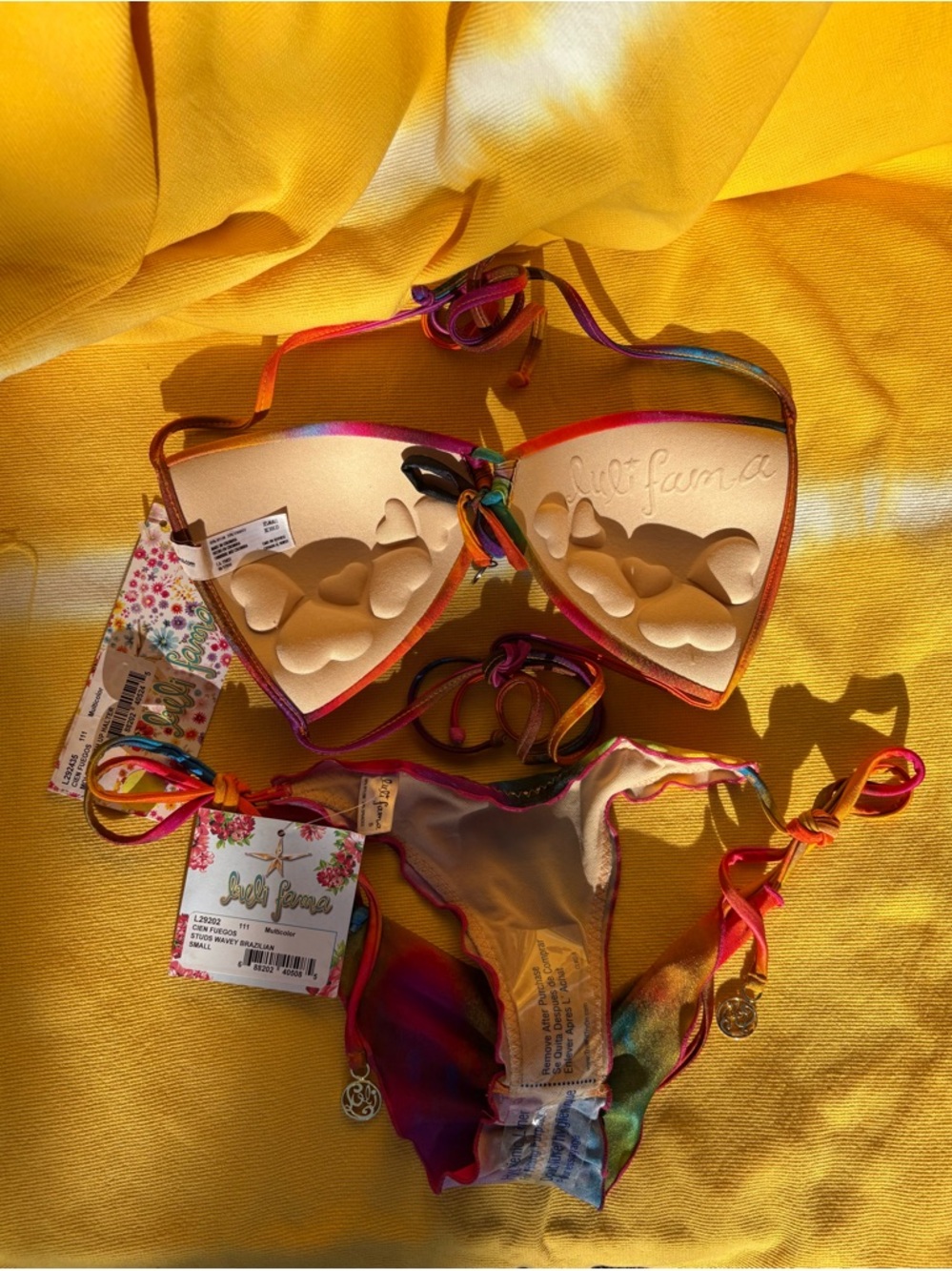 Rare 2012 Runway~LULI FAMA~ Bikini Neon Jewel Tie Dye NWT - Picture 13 of 16